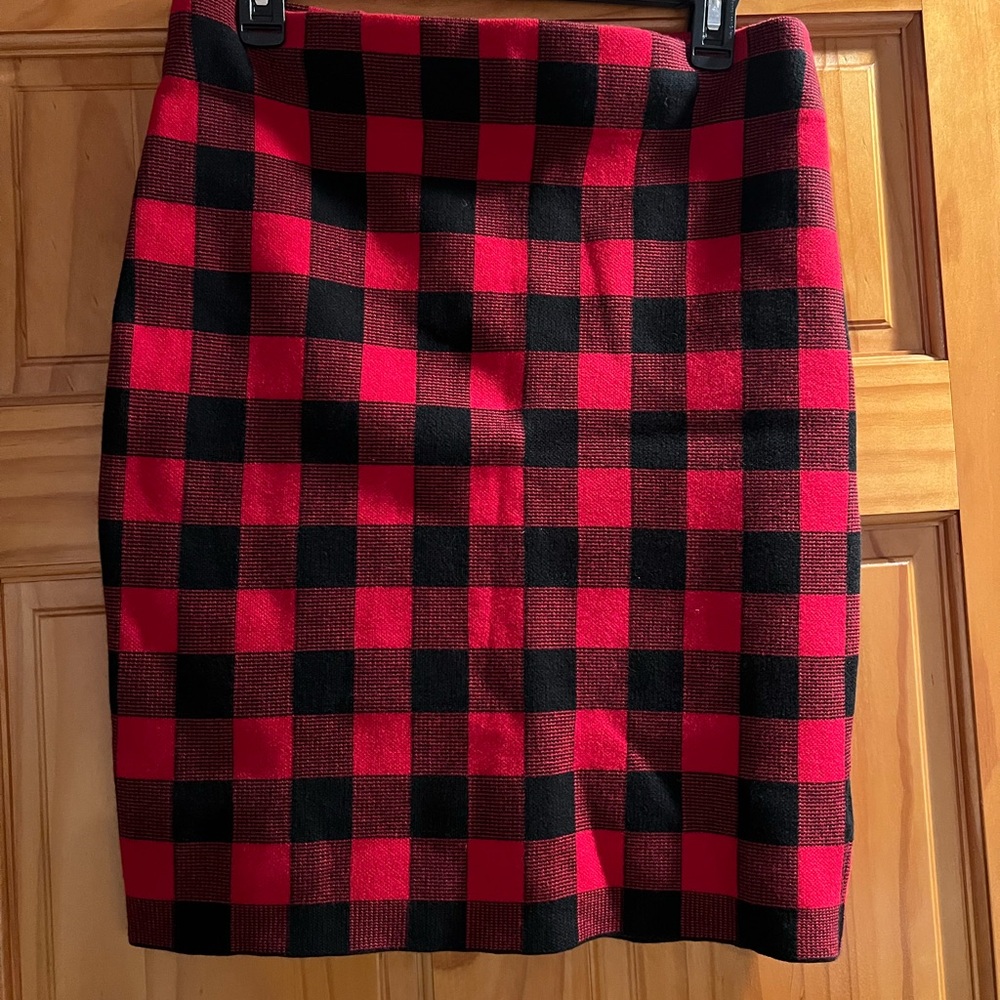 Chaps Red and Black Buffalo Plaid Skirt